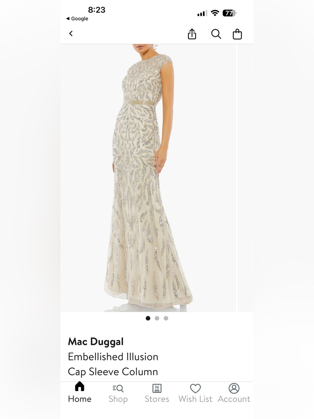Mac Duggal Nude and Silver Sequin Column Gown